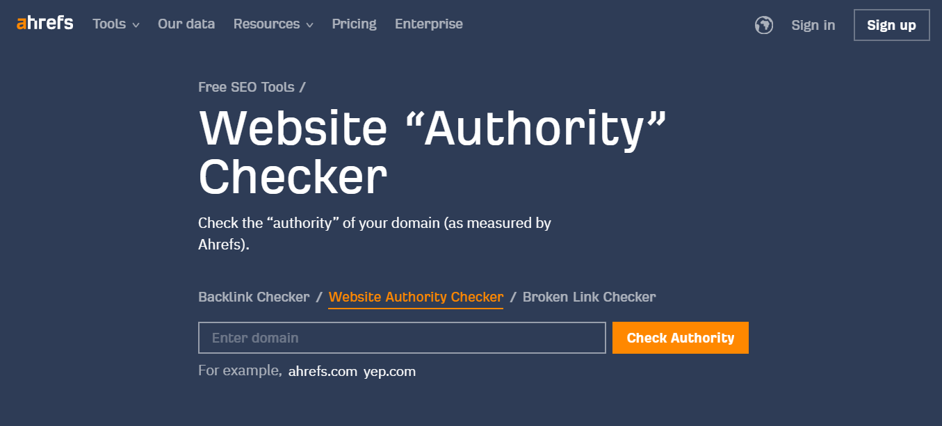 Zdj 4. Analiza autorytetu domeny i linków przychodzących w Ahrefs DR Checker.
