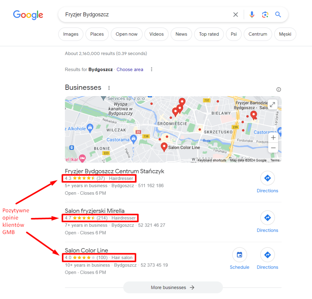Lokalny 3-pack w Google ułatwiający pozyskiwanie klientów.