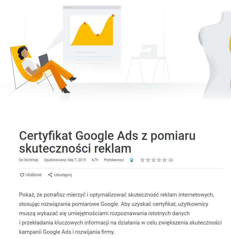 Certyfikat Google Ads z pomiaru skuteczności reklam