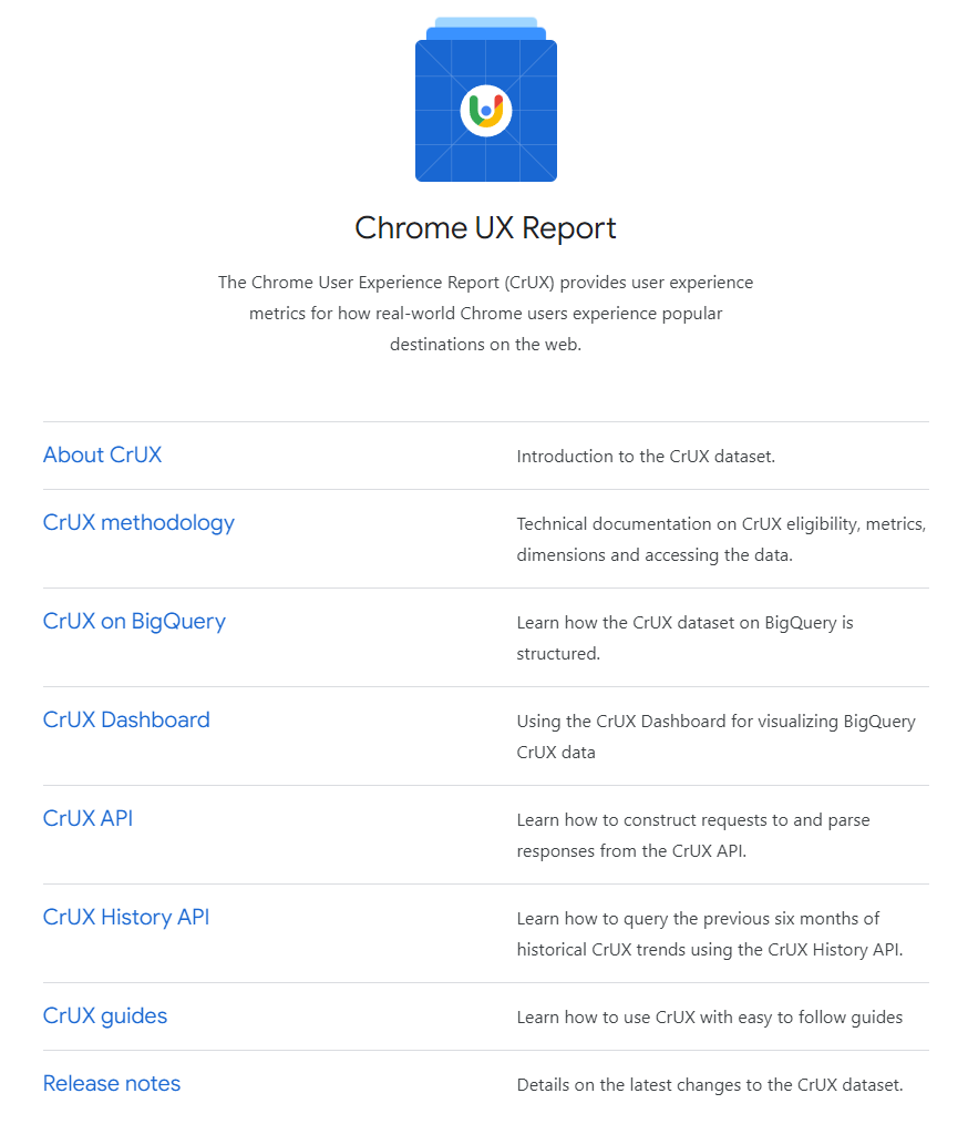 Zdj 7. Chrome UX Report. Źródło: developer.chrome.com/docs/crux/