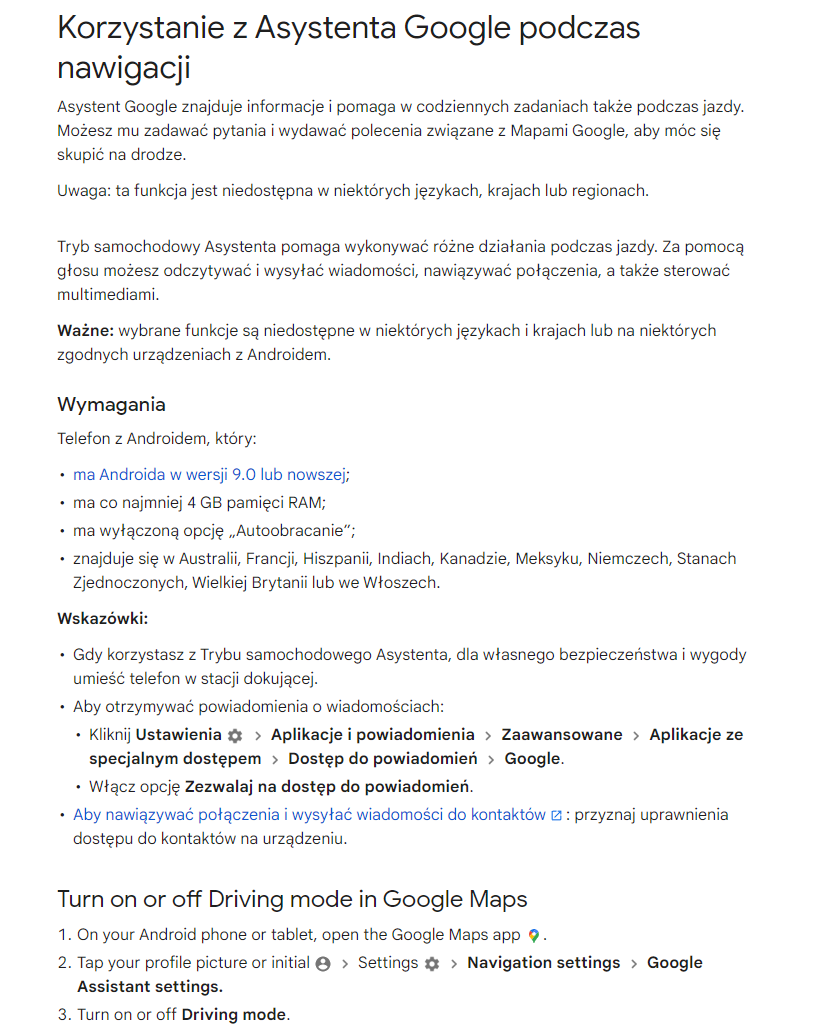 Zdj 6. Asystent Google w Mapach.