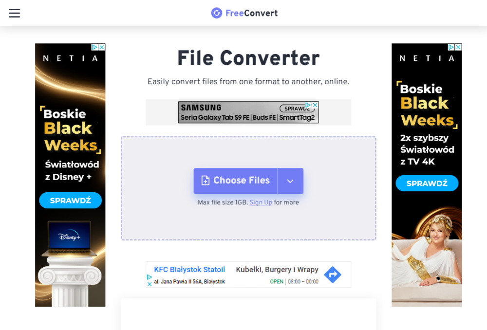 Zdj 1. FreeConvert – narzędzie do konwertowania JPEG na WebP.