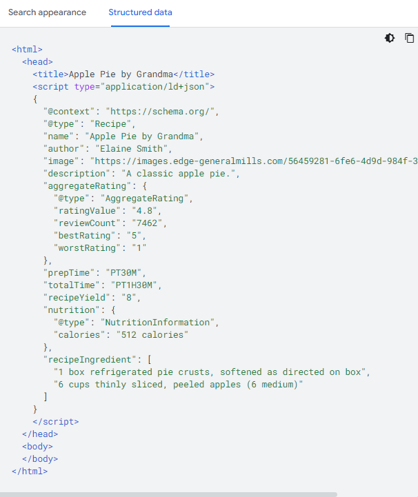 Zdj 4. Wygląd rich snippets w kodzie HTML. 